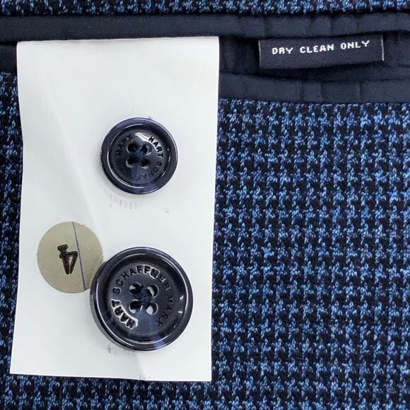 Hart Schaffner Marx HSM Men Size L Sport Coat Unstructured Knit Houndstooth Blue - Picture 14 of 16